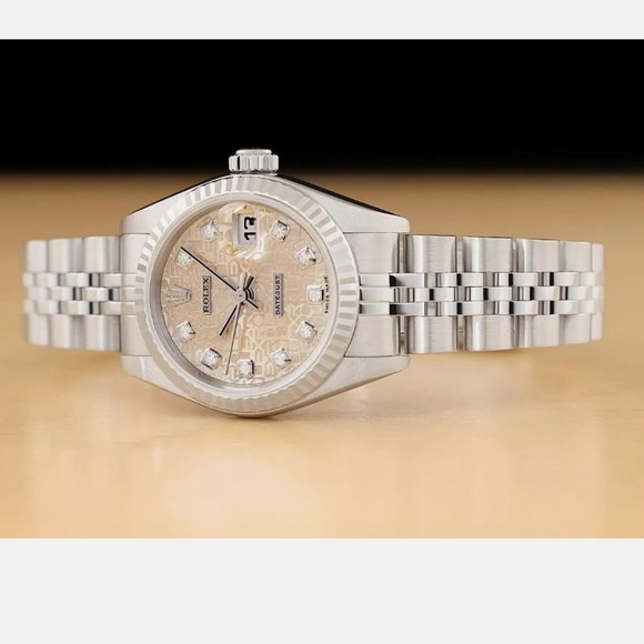 MINT ROLEX DATEJUST SILVER GOLD DIAMOND WATCH main image 6